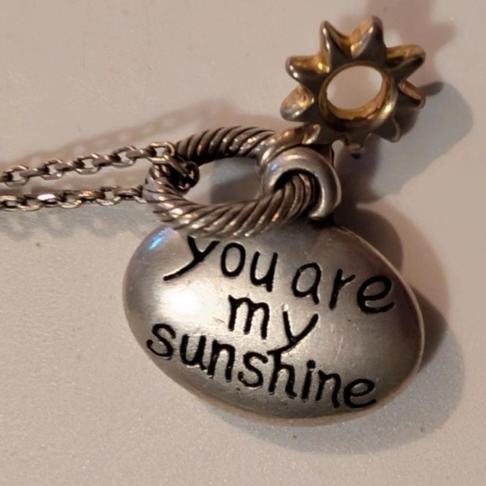 Brighton You Are My Sunshine Reversible Flower Pendant Necklace Silver Tone